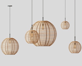 Rattan chandelier 3d model