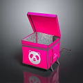 Pink Storage Box With Panda Design Open Lid Mesh Interior And Handle