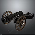 Antique Cannon With Wooden Wheels Metal Barrel And Chain Details Design