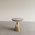 Elegant Modern Round Side Table With Gray Textured Top And Gold Metal Base 3d model
