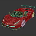 Red High Performance Sports Car With Sleek Body And Rear Spoiler