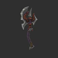 Medieval Battle Axe With Silver Blades Purple Wrapped Handle And Spiked Head