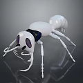 Glossy White Ant 3D Model With Detailed Black Head And Long Antennae