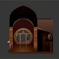 Christmas Themed Interior Design With Christmas Tree Table Candles Plates And Archway