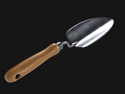Sturdy Garden Trowel With Metal Blade And Wooden Handle As Agricultural Equipment 3d model