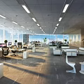 Modern Spacious Public Office Space With Workstations Desks Green Plants And Bright Windows