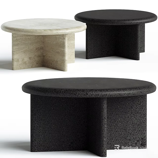 Multiple Round Top Vanities With Black And Light Marble Geometric Bases 3d model