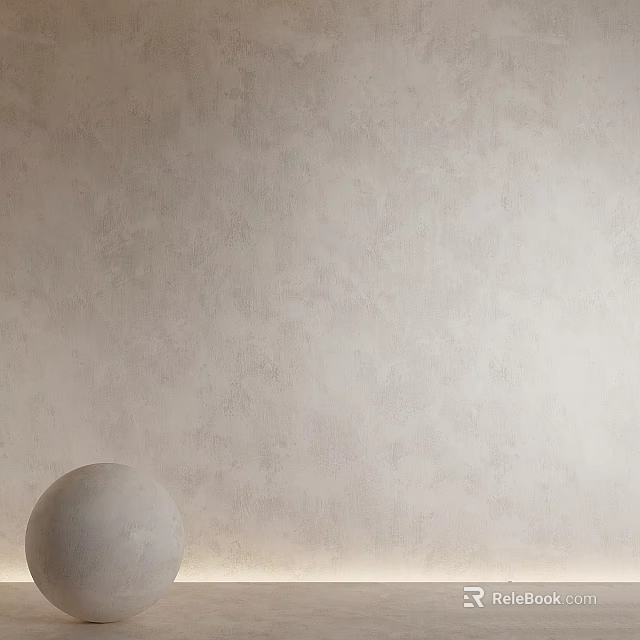 Simple Circular Sphere Component Placed On Textured Beige Wall Surface 3d model 