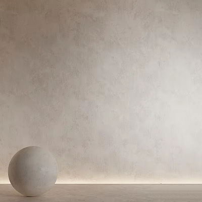 Simple Circular Sphere Component Placed On Textured Beige Wall Surface 3d model
