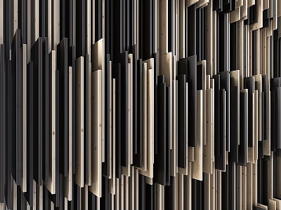 Modern Wooden Slat Accent Wall with Vertical Black and White Slats for Modern Interior Design 3d model