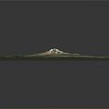 3D Terrain Model Featuring Central Volcano With Green Vegetation And Mountains