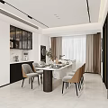 Modern Living and Dining Room Interior With Sofa Coffee Table TV Dining Table Chairs and Plants