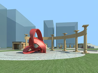 Modern Square Landscape Square 3d model