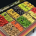 Retail Fruit Vegetable Display Shelf with Colorful Layers and Fresh Produce