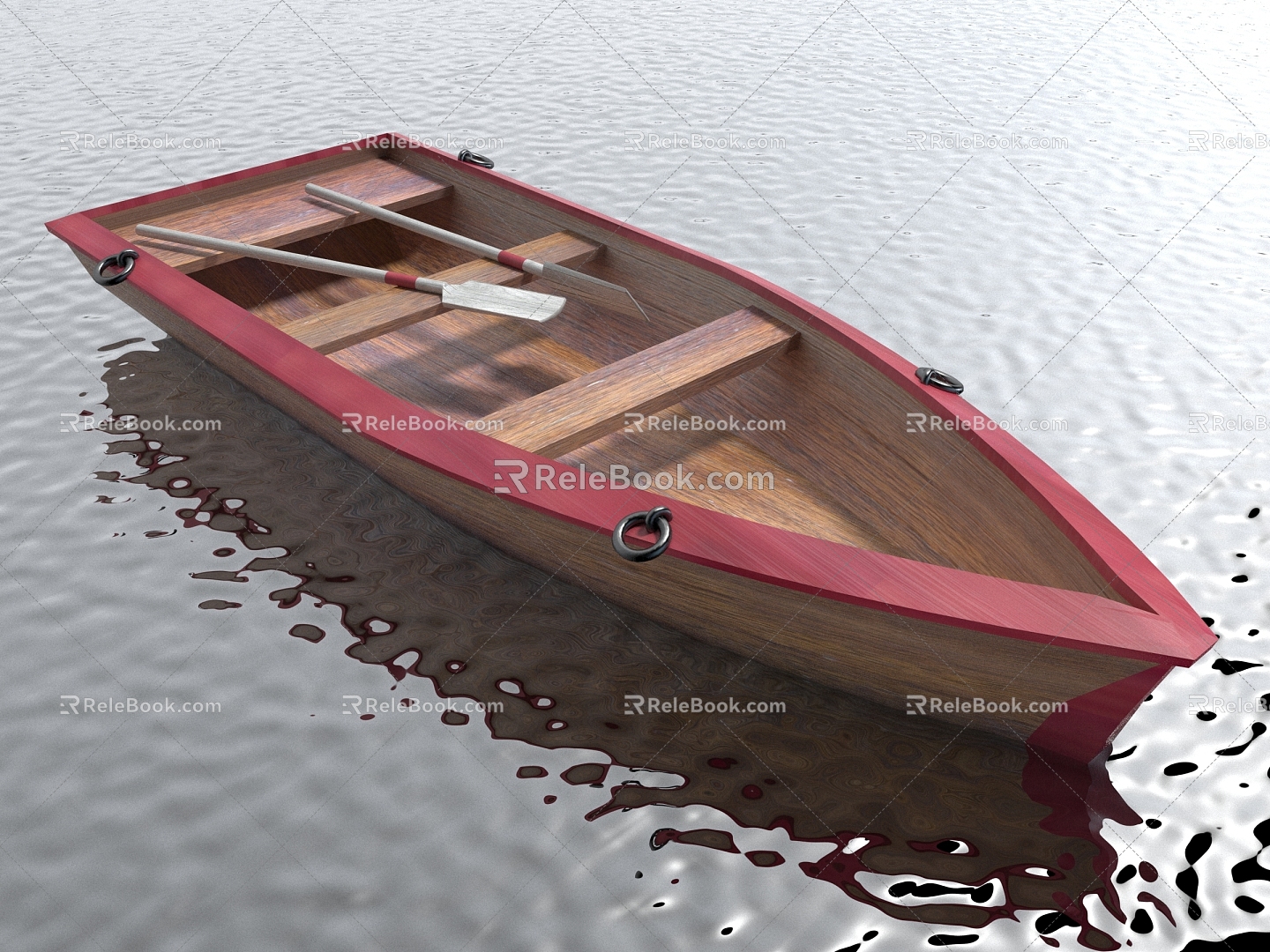 Style Wooden Boat Boat Boat Paddle Boat Rowing Cruise 3d model