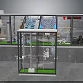 Science Exhibition Display Unit With Glass Enclosure Control Panels Lab Equipment And Figurine