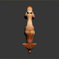 Animated Orange Fox 3D Model Standing As Game And Movie Character With Yellow Eyes