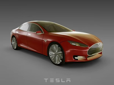 Red Tesla Electric Sedan Featuring Modern Sleek Exterior And Luxury Design 3d model