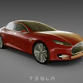 Red Tesla Electric Sedan Featuring Modern Sleek Exterior And Luxury Design