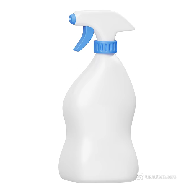 Practical White Household Spray Bottle With Blue Nozzle For Daily Cleaning Use 3d model 