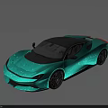 Turquoise Sports Car With Black Roof Red Accents Black Wheels And Modern Design