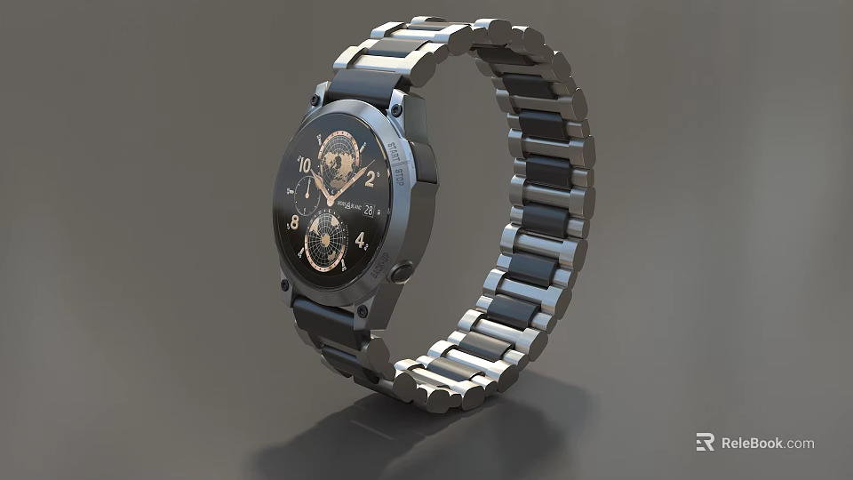 Luxury Watch With Stainless Steel Band Black Dial And Modern Elegant Design 3d model 