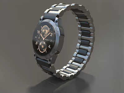 Luxury Watch With Stainless Steel Band Black Dial And Modern Elegant Design 3d model