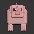 Pink Block Shaped Pig Stuffed Toy with Black Eyes Pink Nose Blush and Curly Tail