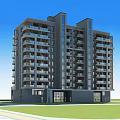 Modern Residential Building With Light Facade Multiple Balconies And Green Landscaping