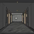 Elegant Modern Hotel Corridor Interior With Textured Walls Warm Lighting And Polished Marble Flooring