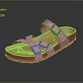 Beige Crisscross Strap Sandals With Cork Sole And Buckle Closure Design