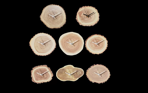 Nordic Style Clock Pile Annual Rings Wall Clock Hanging Decoration Pendant 3d model