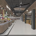 Modern Supermarket Grocery Interior With Fresh Tofu Pork Stalls And Produce Sections