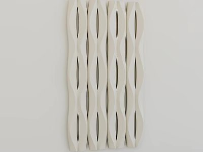 Modern White Wainscoting Panel With Wavy Design For Interior Wall 3d model