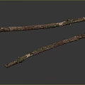 Natural Rustic Wooden Branches With Dry Bark And Textured Surface For Decor
