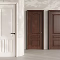 White And Dark Brown Interior Swing Doors With Elegant Panel Design For Home 3d model