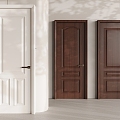 New Chinese style single door flat door French cream wind flat door 3d model