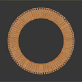 Circular Outdoor Chair With Orange Wooden Slats And Gray Base Design