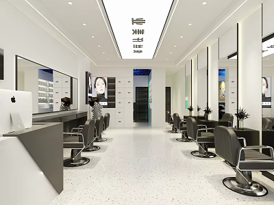 Elegant Bright Modern Beauty Hair Salon Interior Design With Complete Set Of Professional Hairdressing Facilities 3d model