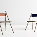 Modern Leisure Chairs With Wooden Frame Orange And Blue Backrests Minimalist Design