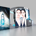 Northern Brand Store Interior With Curved Structures Blue Lighting And Display Bottles