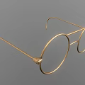 Elegant Golden Round Frame Glasses Fashion Jewelry Accessory With Sleek Design