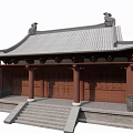 Ancient Chinese Architecture With Gray Tiled Roof Featuring Roof Beasts Red Pillars And Stone Steps