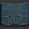 Blue Textured Cube With Wrapped Fabric Surface And Black Brown Lines 3d model