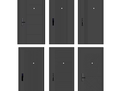 Dark Security Doors With Sturdy Build Various Panel Styles And Modern Handles 3d model