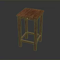 Simple Wooden Stool With Red Square Seat And Sturdy Legs Minimalist Design