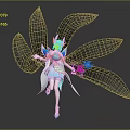 Elegant Fantasy Woman With Flowing Blue Wings White Blue Outfit Holding Small Item