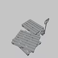 Manual Pallet Jack With Stacked Wooden Pallets For Warehouse Material Handling