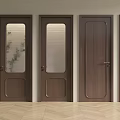 Wooden Swing Doors For Home Interior With Various Glass And Solid Panel Designs 3d model