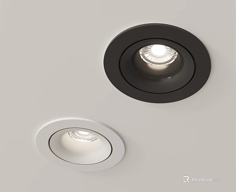 Black And White Recessed Ceiling Downlights And Spotlights Modern Interior Lighting 3d model 